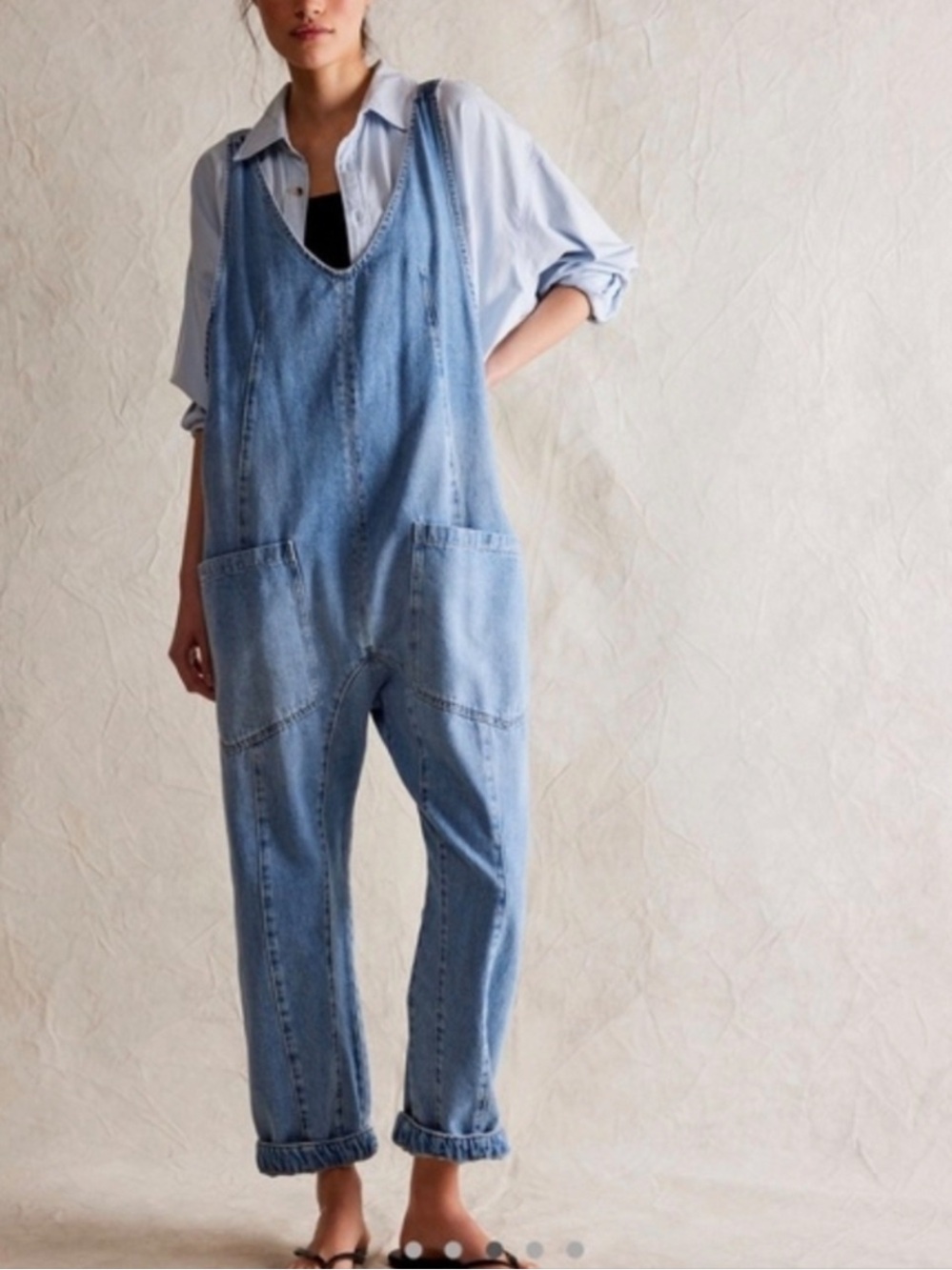 Free People | High Roller Overall Denim Jumpsuit